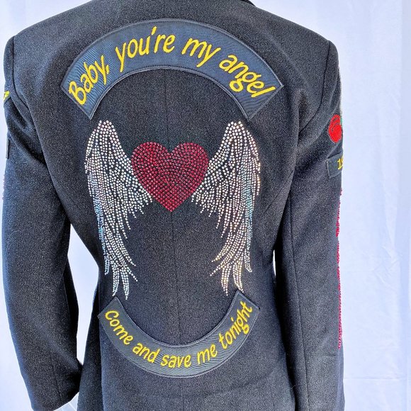 Aerosmith - Angel Rhinestone Black Metallic Jacket - Picture 1 of 8